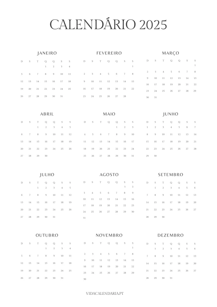 Calendário 2025 pdf (Brasil)
