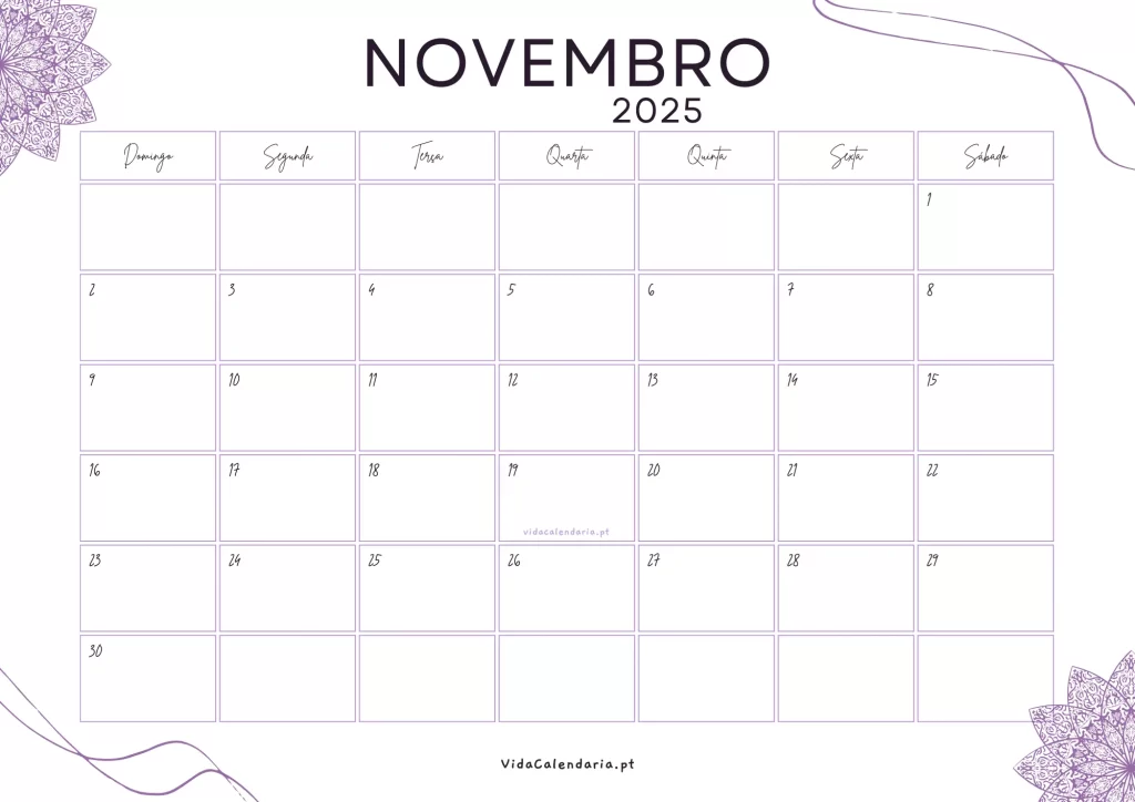 Calendário novembro 2025 pdf (Brasil)