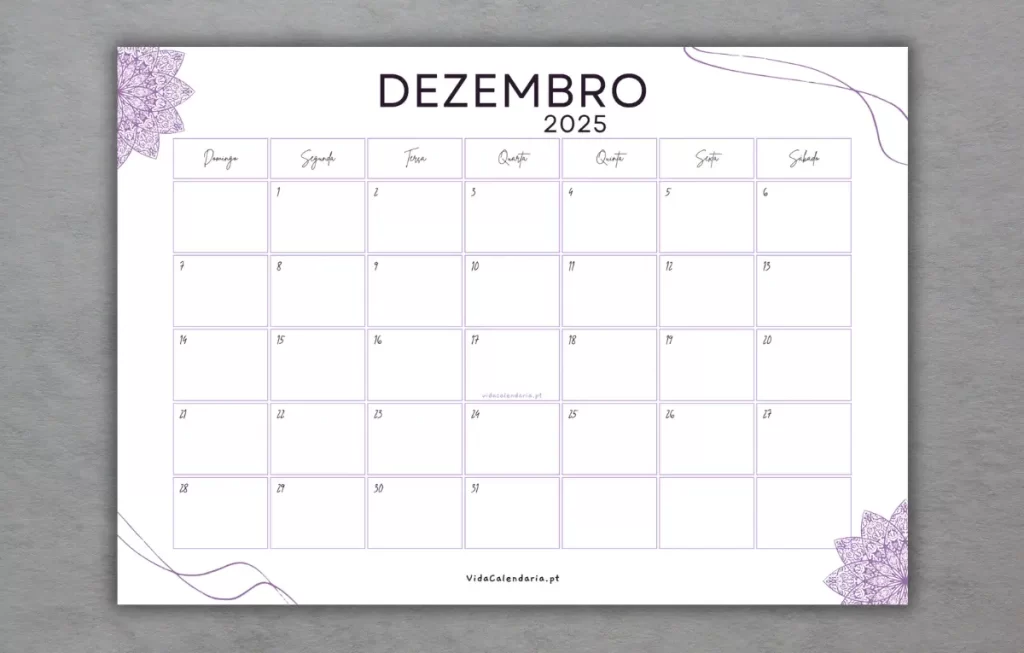 calendario dezembro 2025 (brasil)